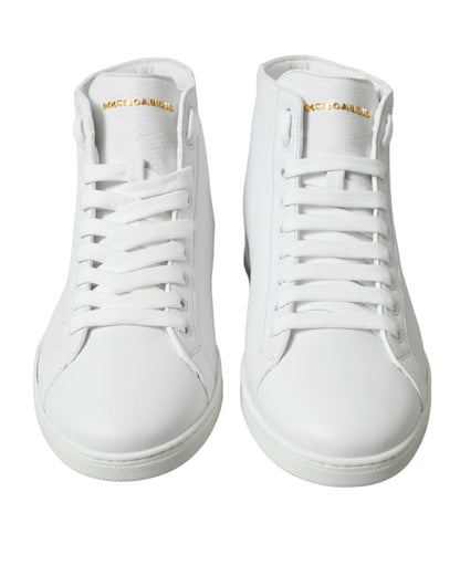 Elegant White Leather High Top Sneakers