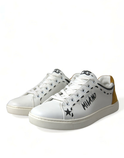 Sleek White Low Top Leather Sneakers