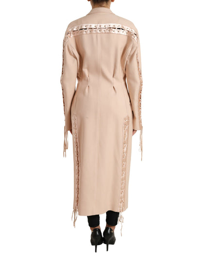 Elegant Beige Single-Breasted Trench Coat