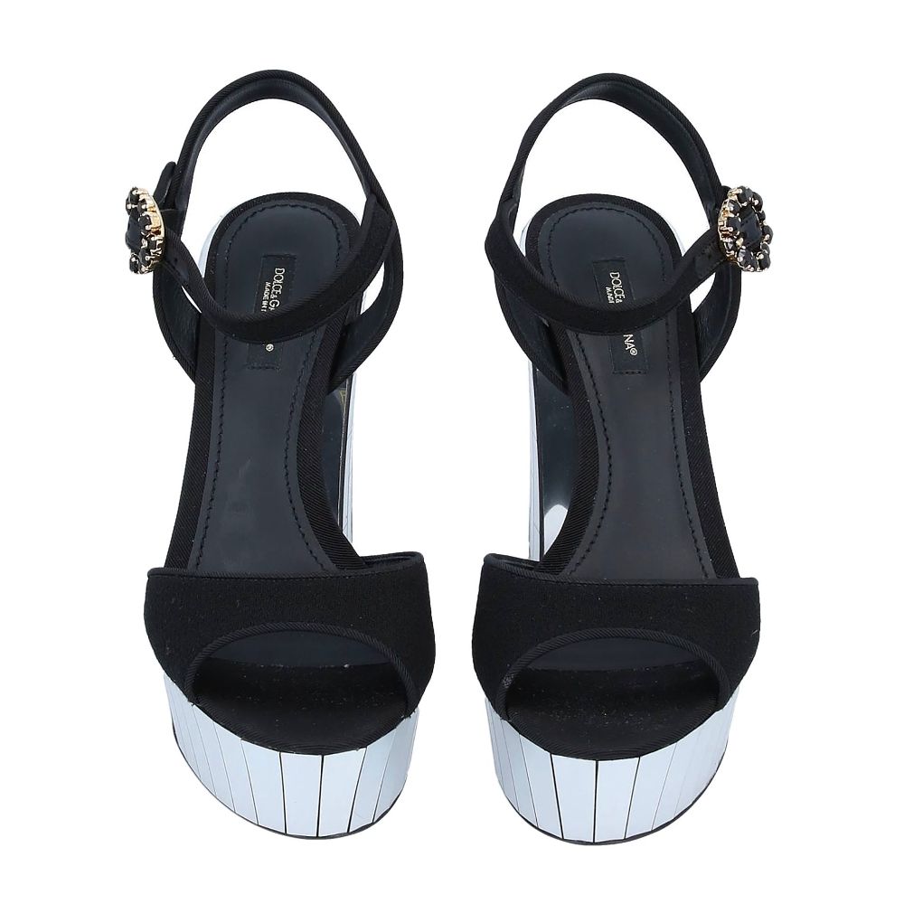 Elegant Silk Crepe Jewel Buckle Sandals