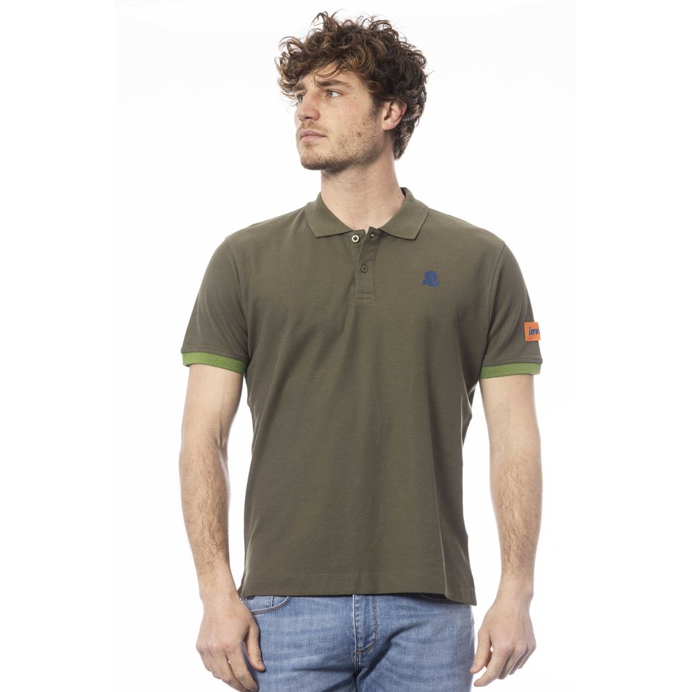 Green Cotton Men Polo Shirt