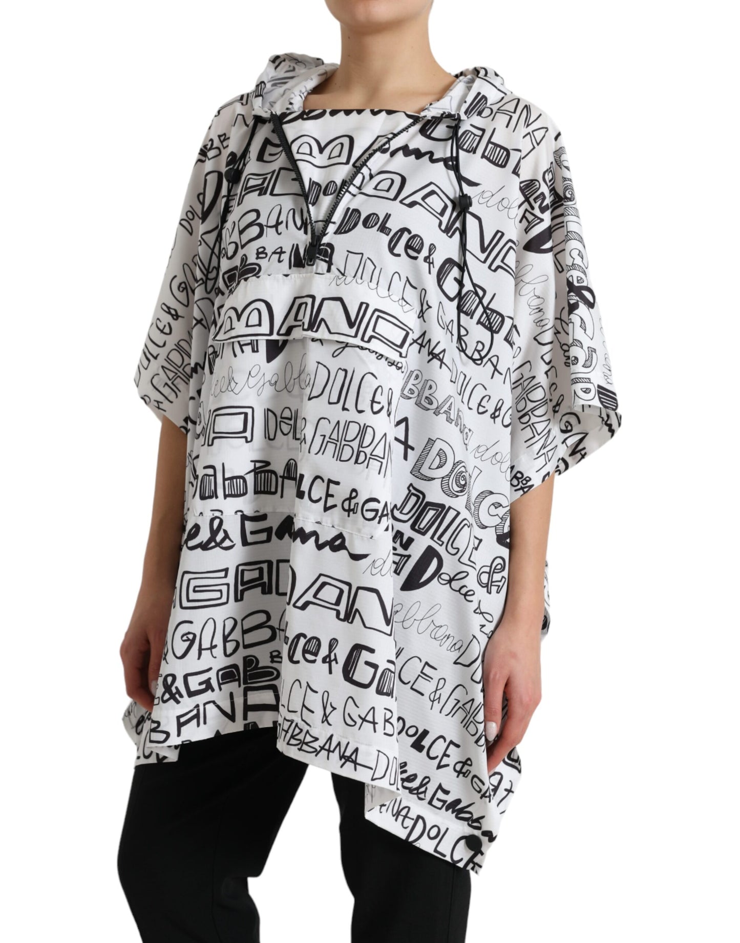 Chic Hooded Logo Print Blouson Tee