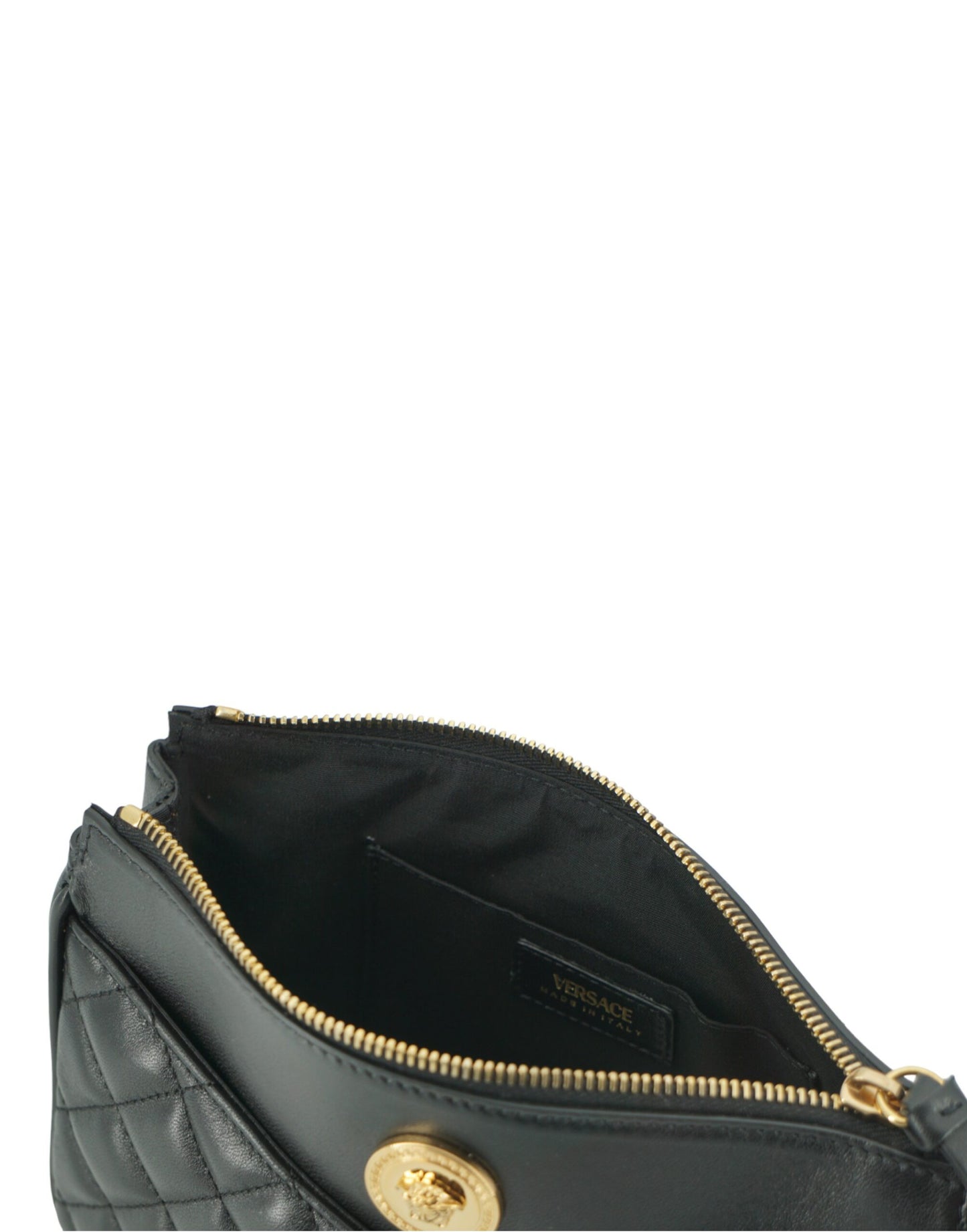 Elegant Black Lamb Leather Crossbody Pouch