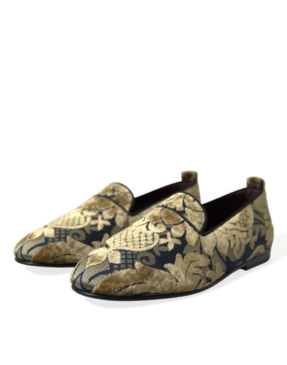 Opulent Gold Velvet Smoking Slippers