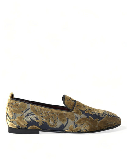 Opulent Gold Velvet Smoking Slippers