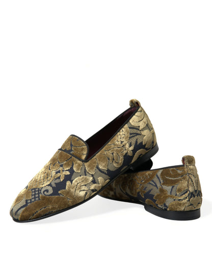 Opulent Gold Velvet Smoking Slippers