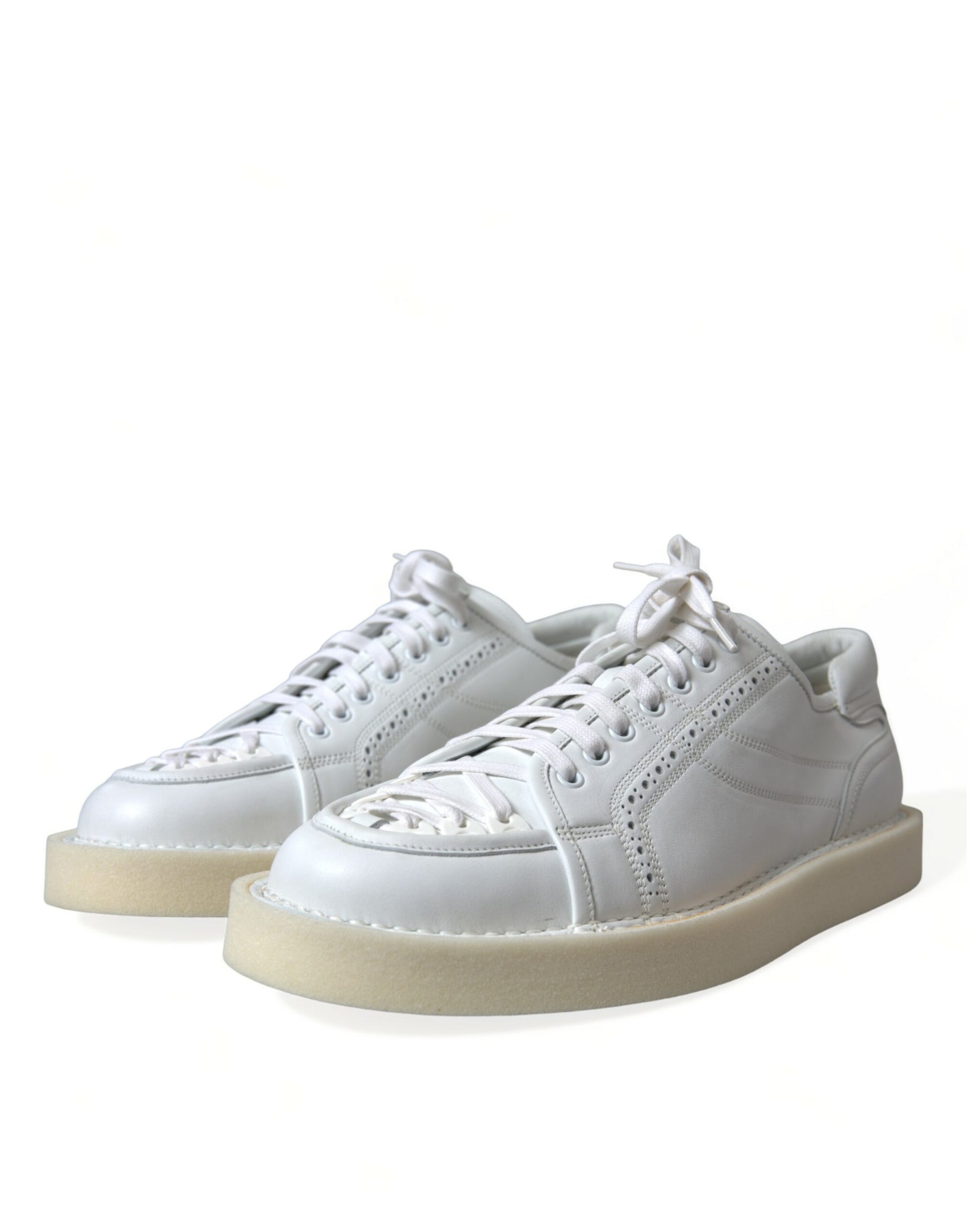 Elegant White Calfskin Oxford Sneakers