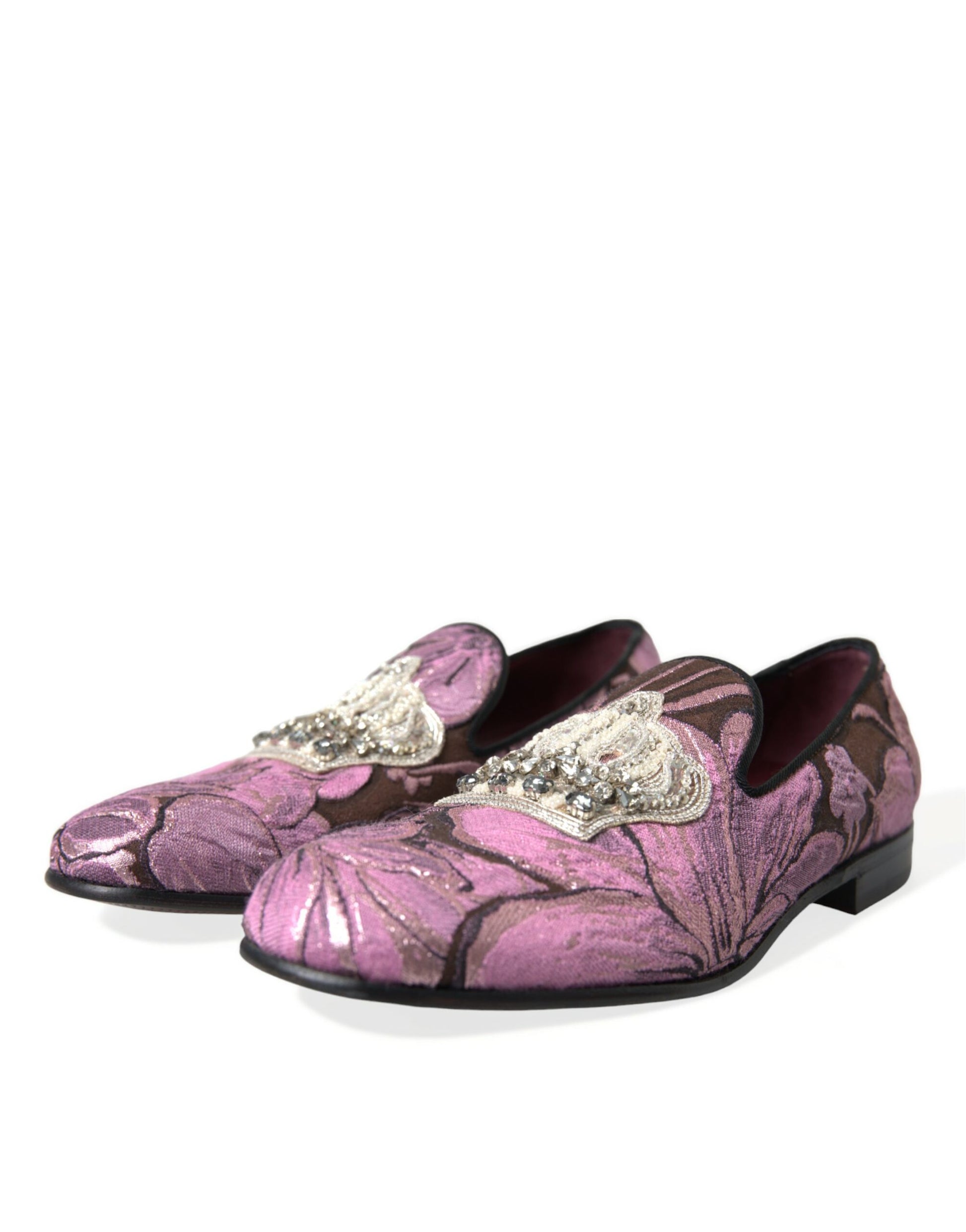 Elegant Pink Crystal-Embellished Loafers