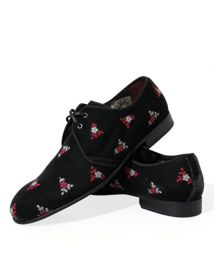 Elegant Black Velvet Embroidered Formal Shoes