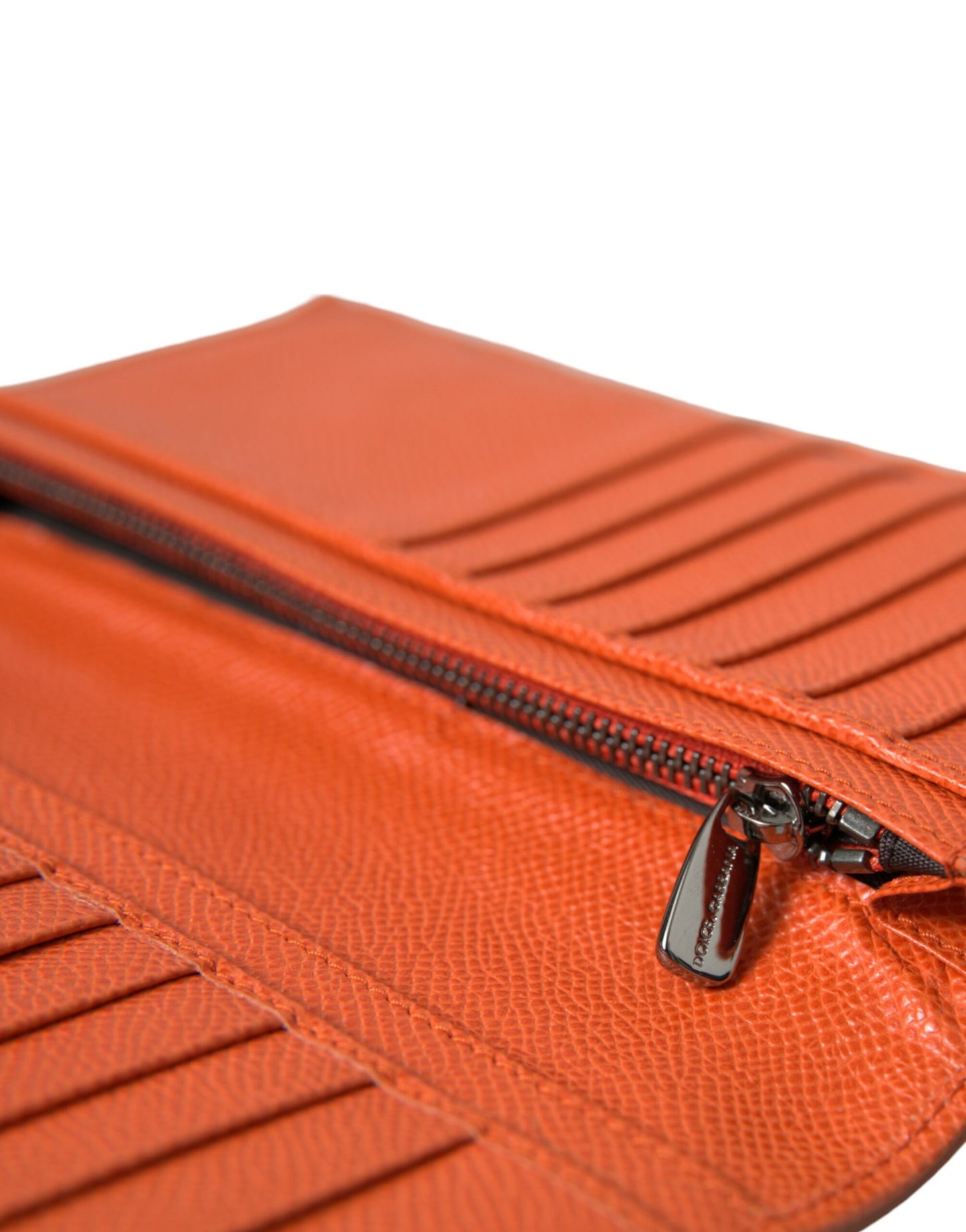 Chic Orange Crocodile Leather Wallet