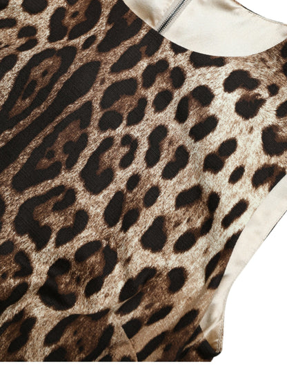 Sleek Leopard Print Silk-Blend Tank Top