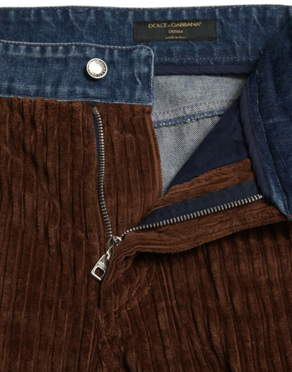 Elegant High-Waist Corduroy Cargo Jeans