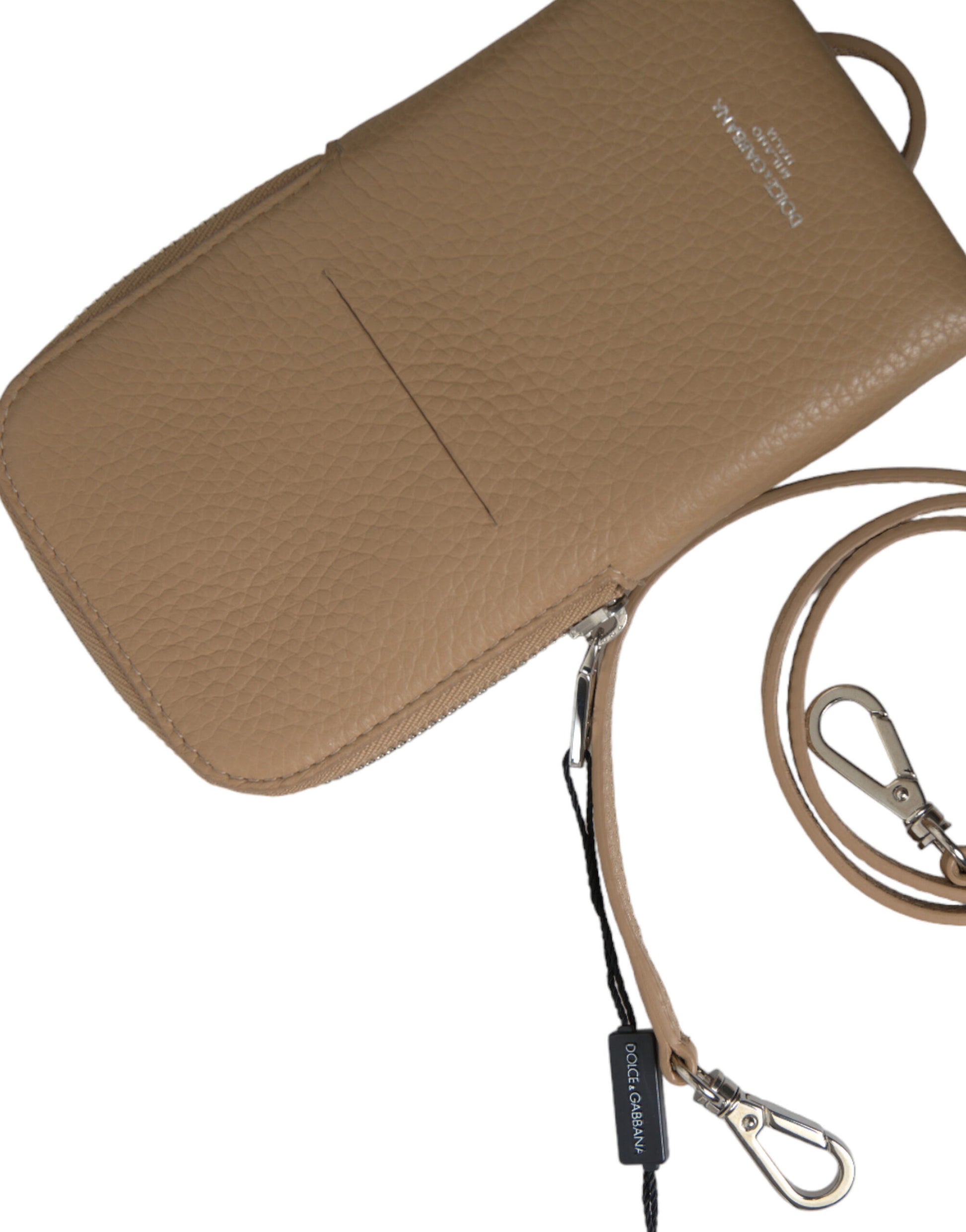 Elegant Beige Leather Crossbody Phone Bag