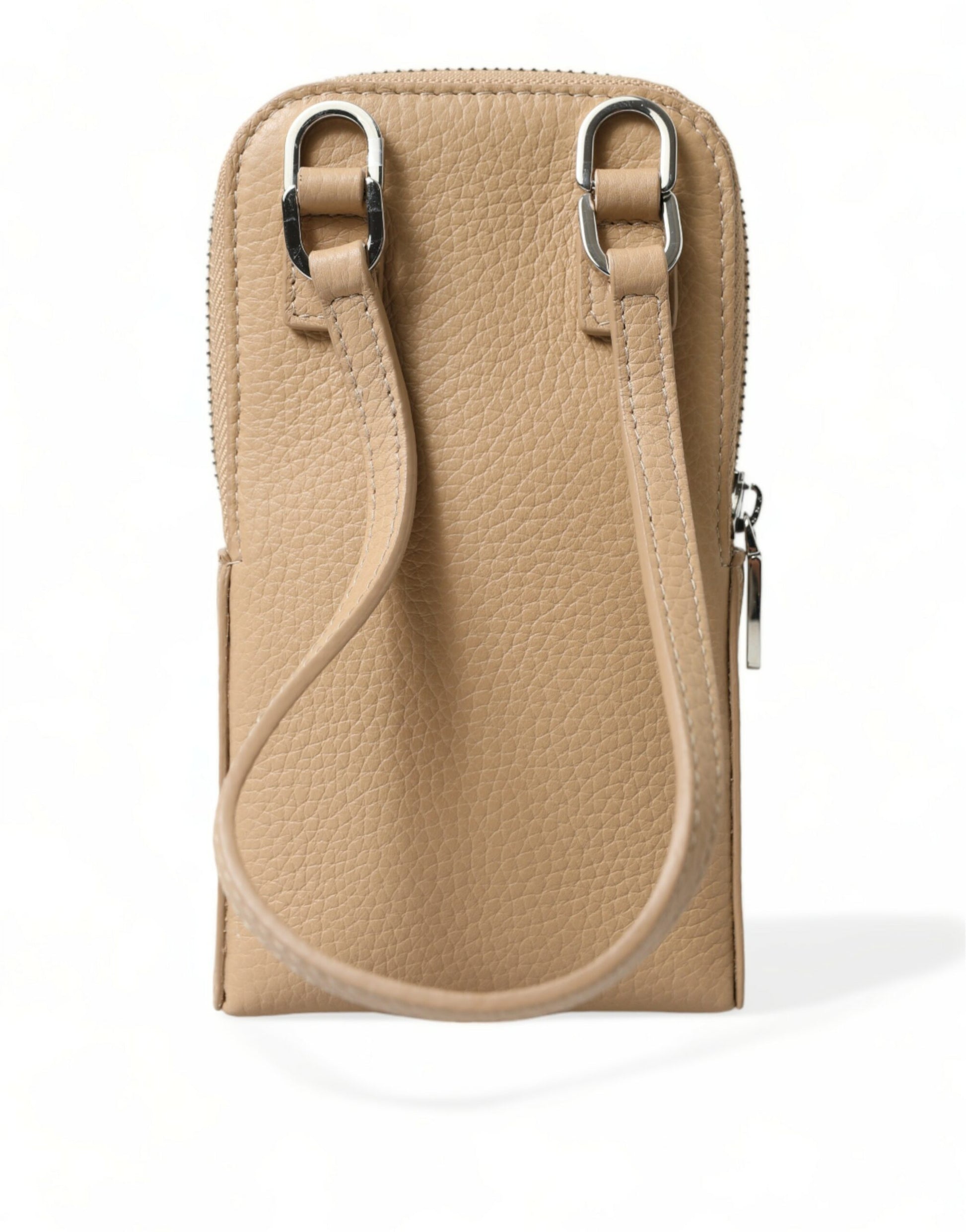 Chic Beige Leather Crossbody Phone Bag