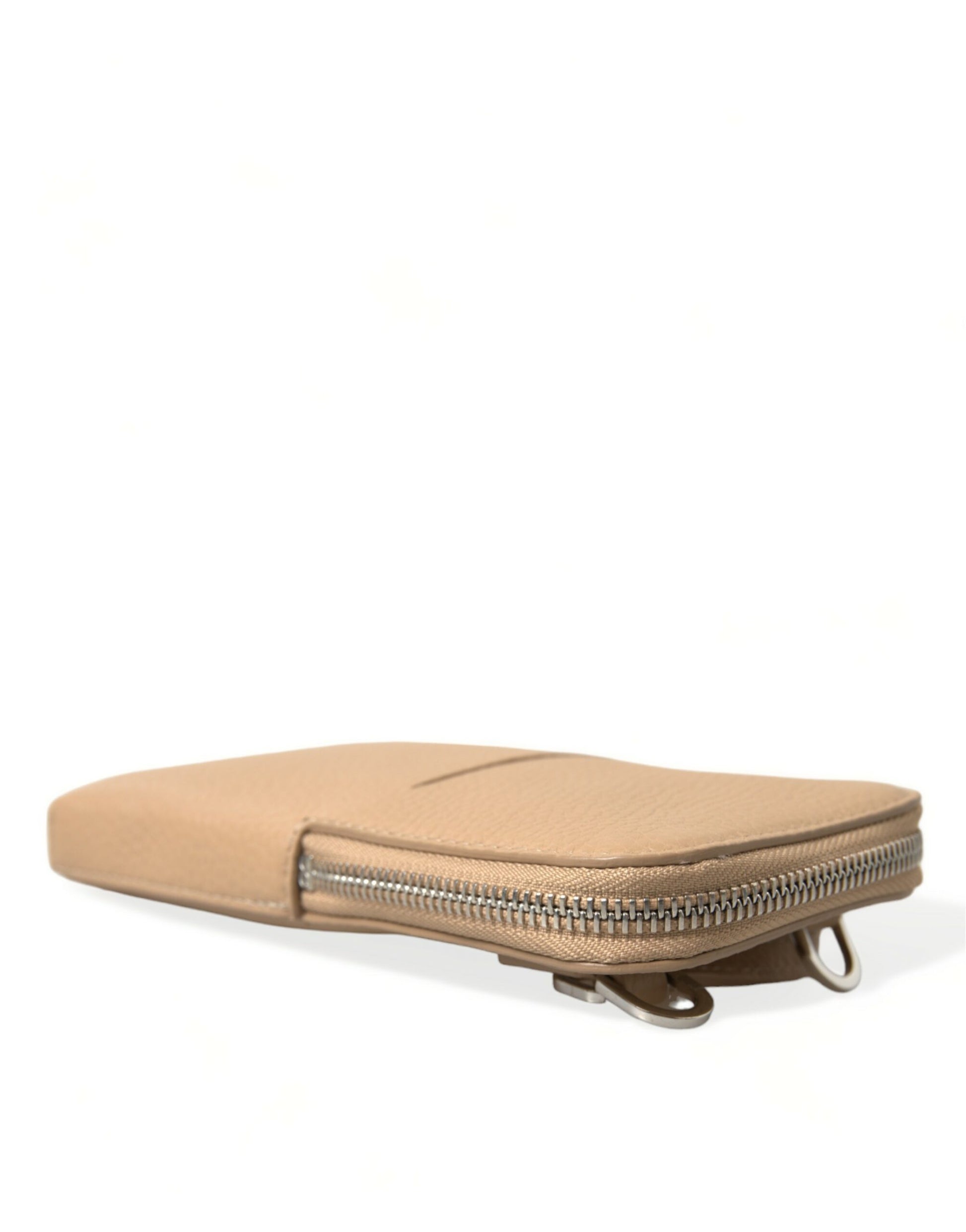 Chic Beige Leather Crossbody Phone Bag