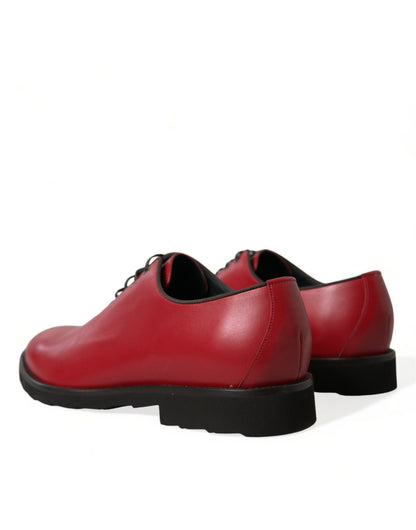 Elegant Red Leather Oxford Dress Shoes