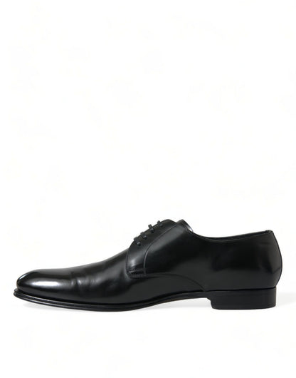 Elegant Black Calfskin Men's Derby Shoes