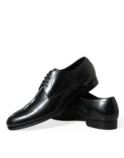 Elegant Black Calfskin Men's Derby Shoes