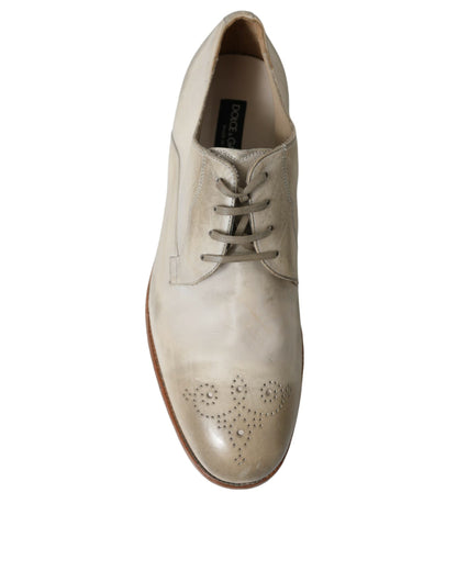 Elegant White Calfskin Derby Shoes