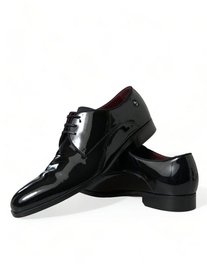 Elegant Black Calfskin Leather Derby Shoes