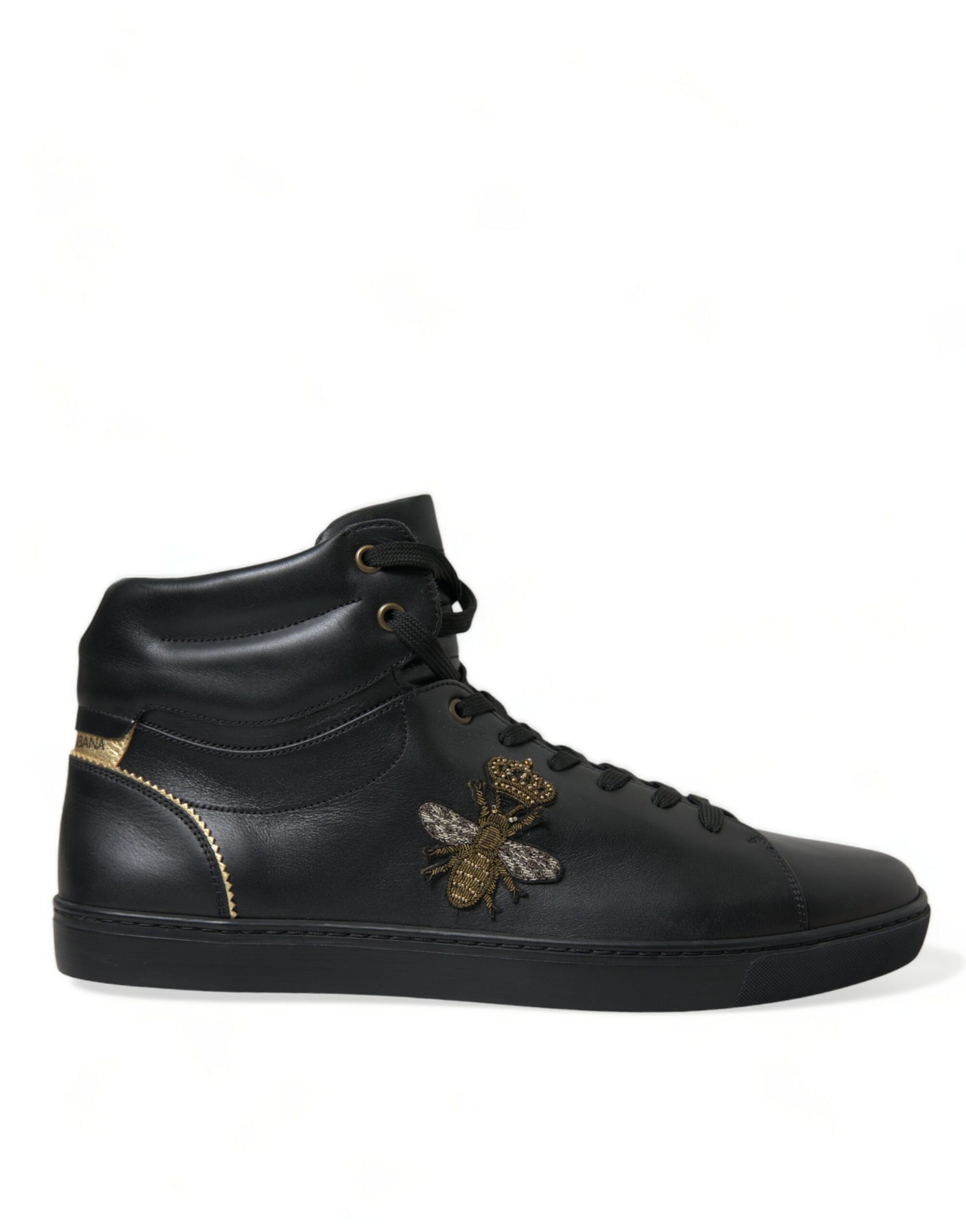 Elegant Black Mid-Top Leather Sneakers