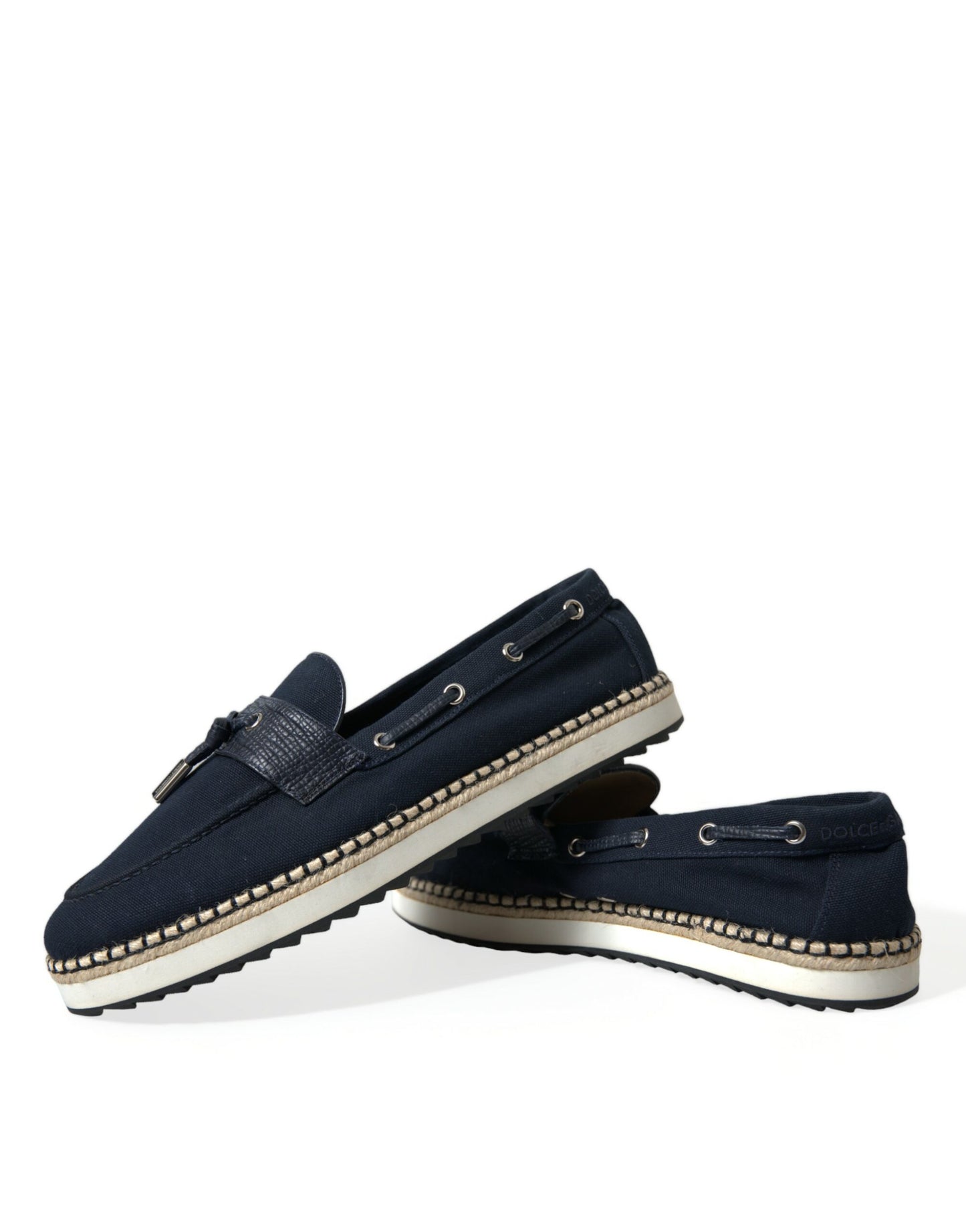 Elegant Navy Blue Fabric Loafers