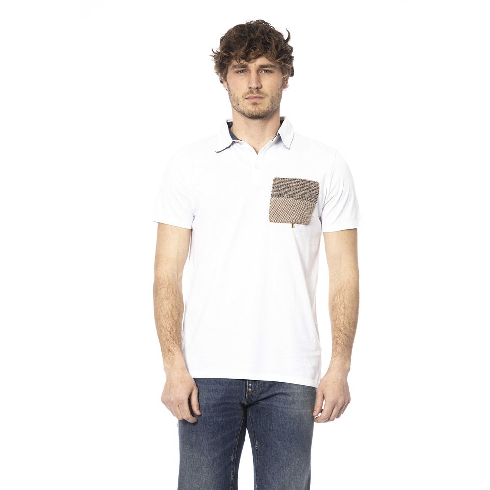 White Cotton Men Polo Shirt