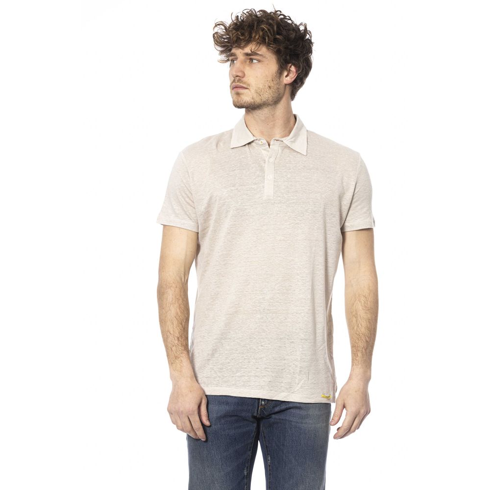 Beige Cotton Men Polo Shirt