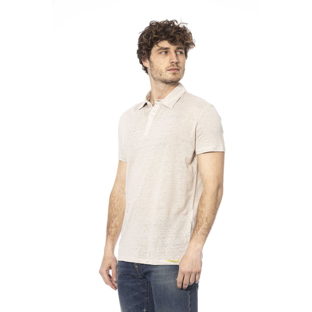 Beige Cotton Men Polo Shirt