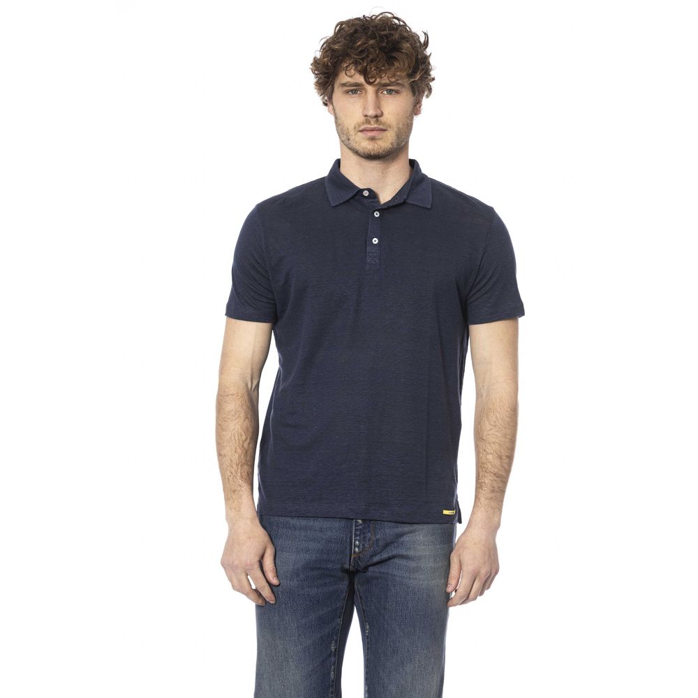 Blue Cotton Men Polo