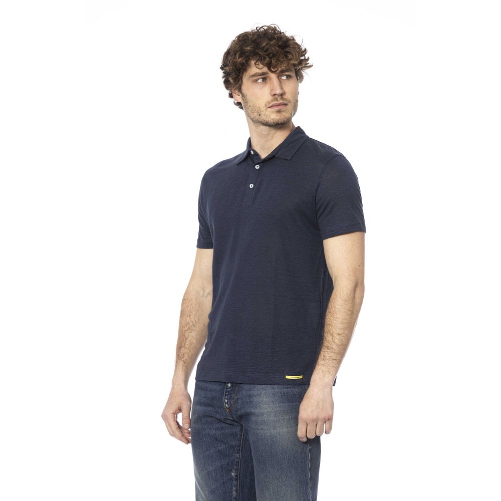 Blue Cotton Men Polo