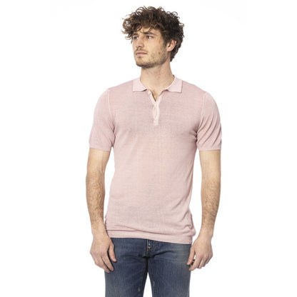 Pink Cotton Men Polo Shirt