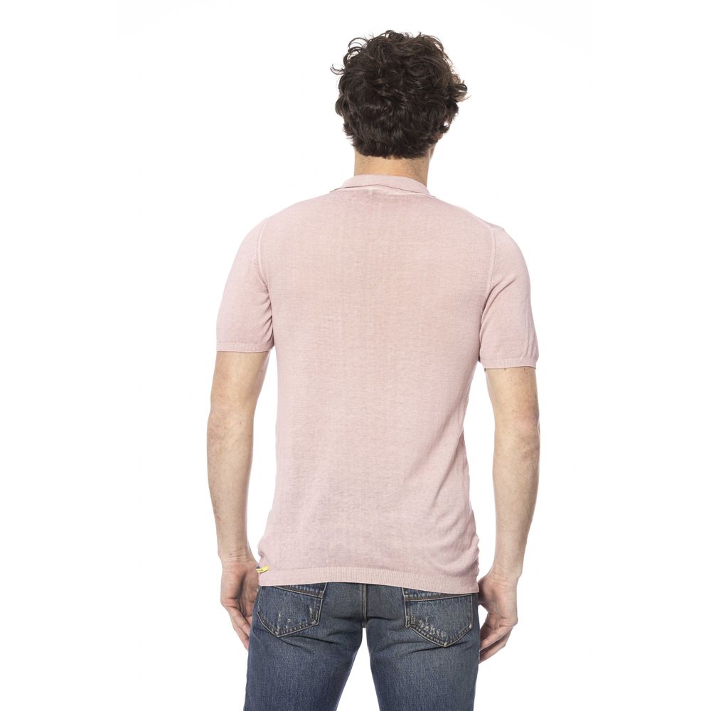 Pink Cotton Men Polo Shirt