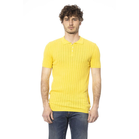 Yellow Cotton Men Polo Shirt