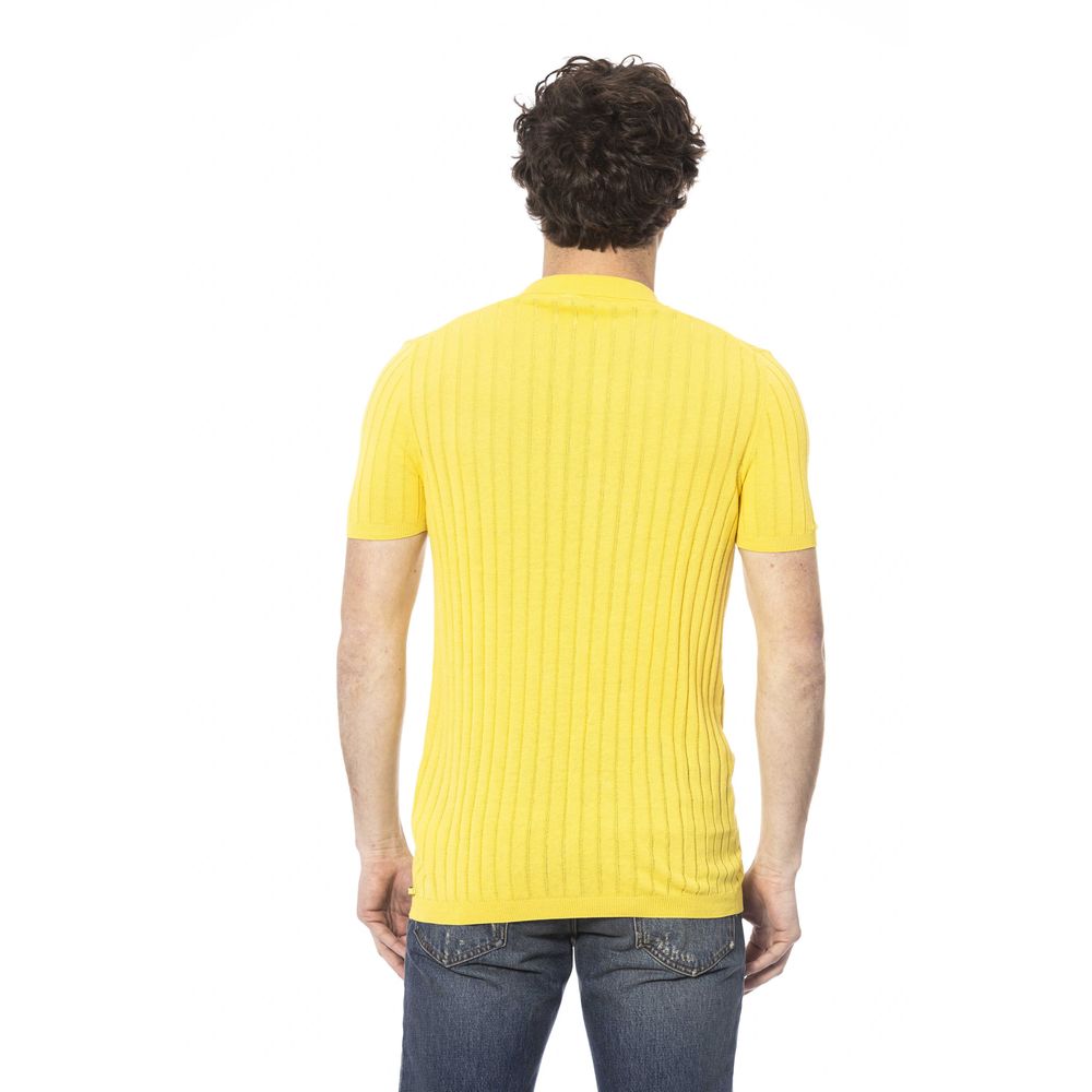 Yellow Cotton Men Polo