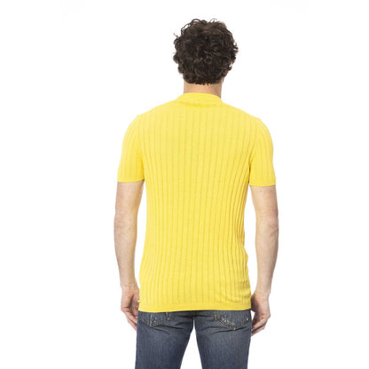 Yellow Cotton Men Polo