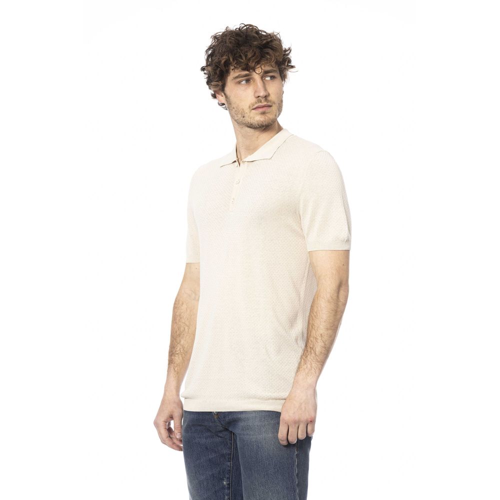 Beige Cotton Men Polo Shirt