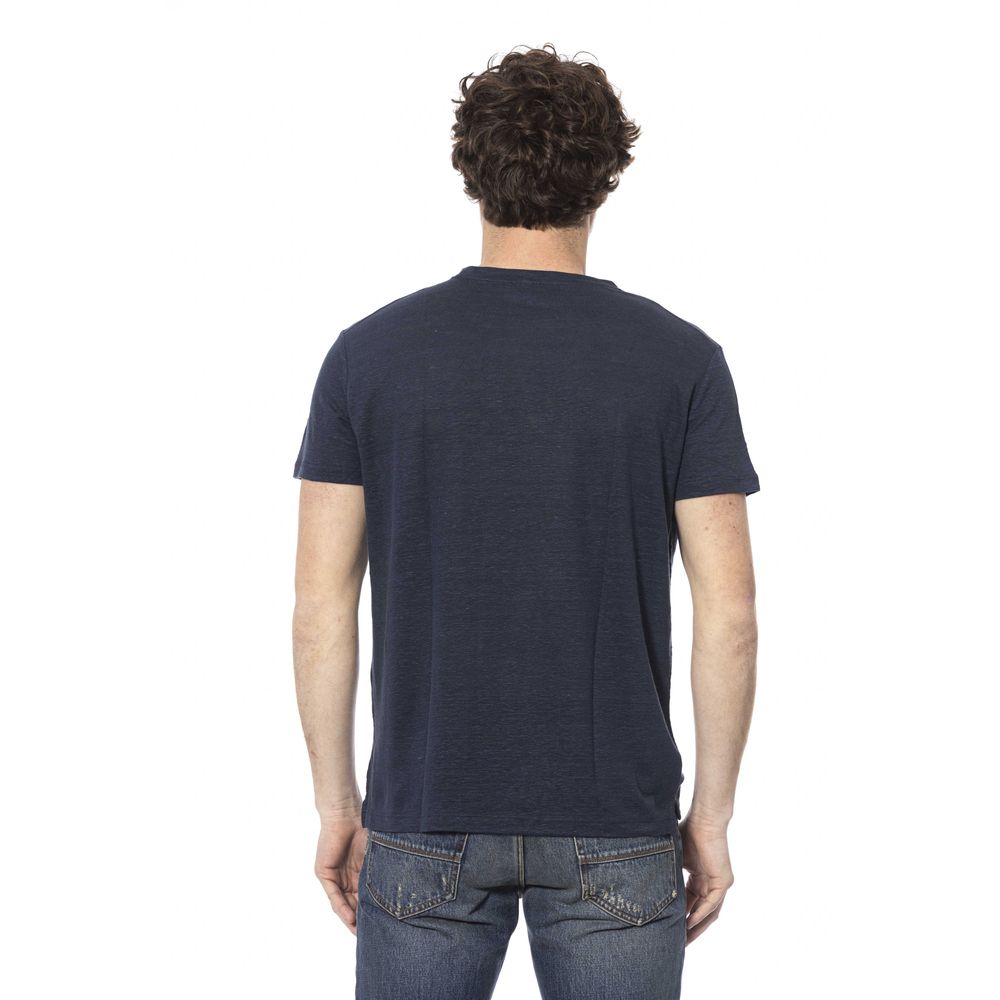 Blue Cotton Men T-Shirt