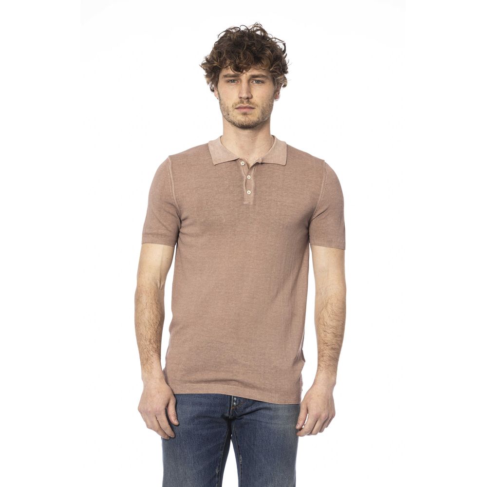 Beige Cotton Men Polo Shirt