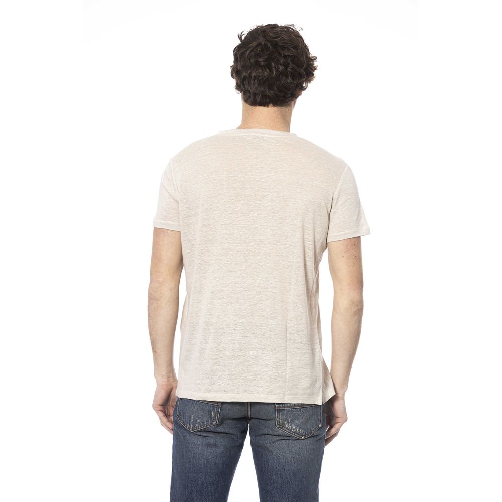 Beige Cotton Men T-Shirt