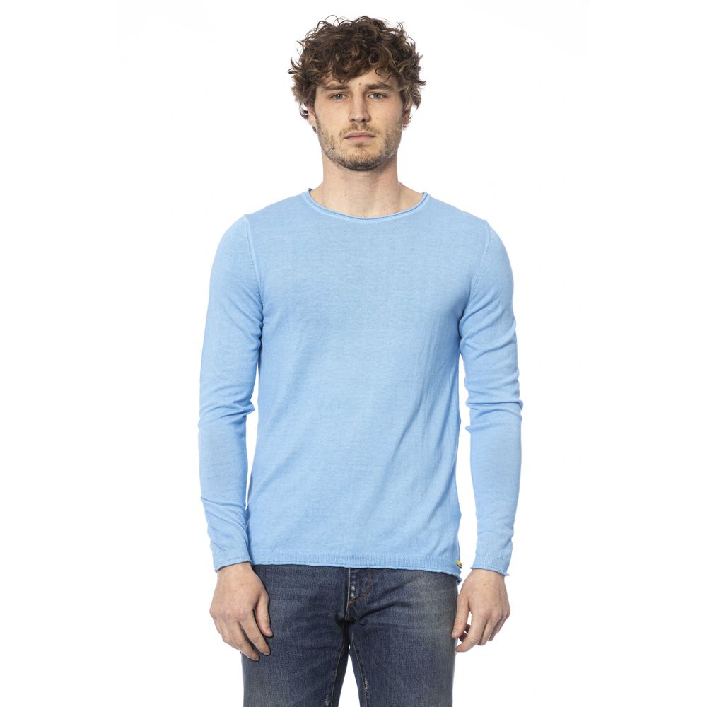 Light Blue Cotton Men Sweater