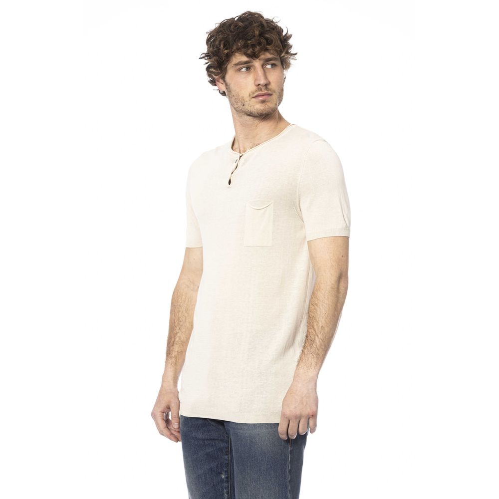 Beige Cotton Men T-Shirt