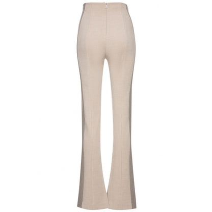 Chic Beige Slim Fit Trousers with Side Bands