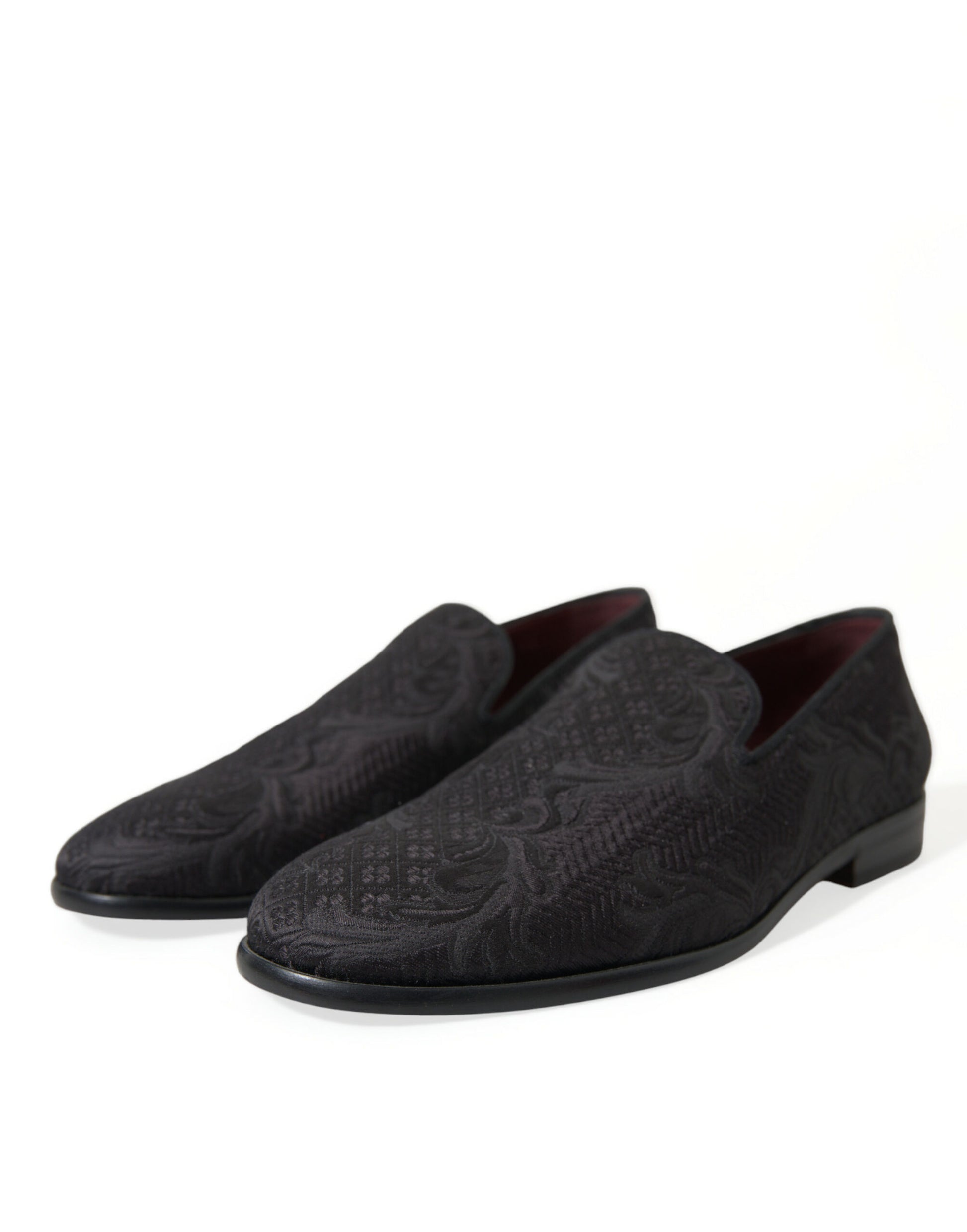 Elegant Black Brocade Dress Loafers