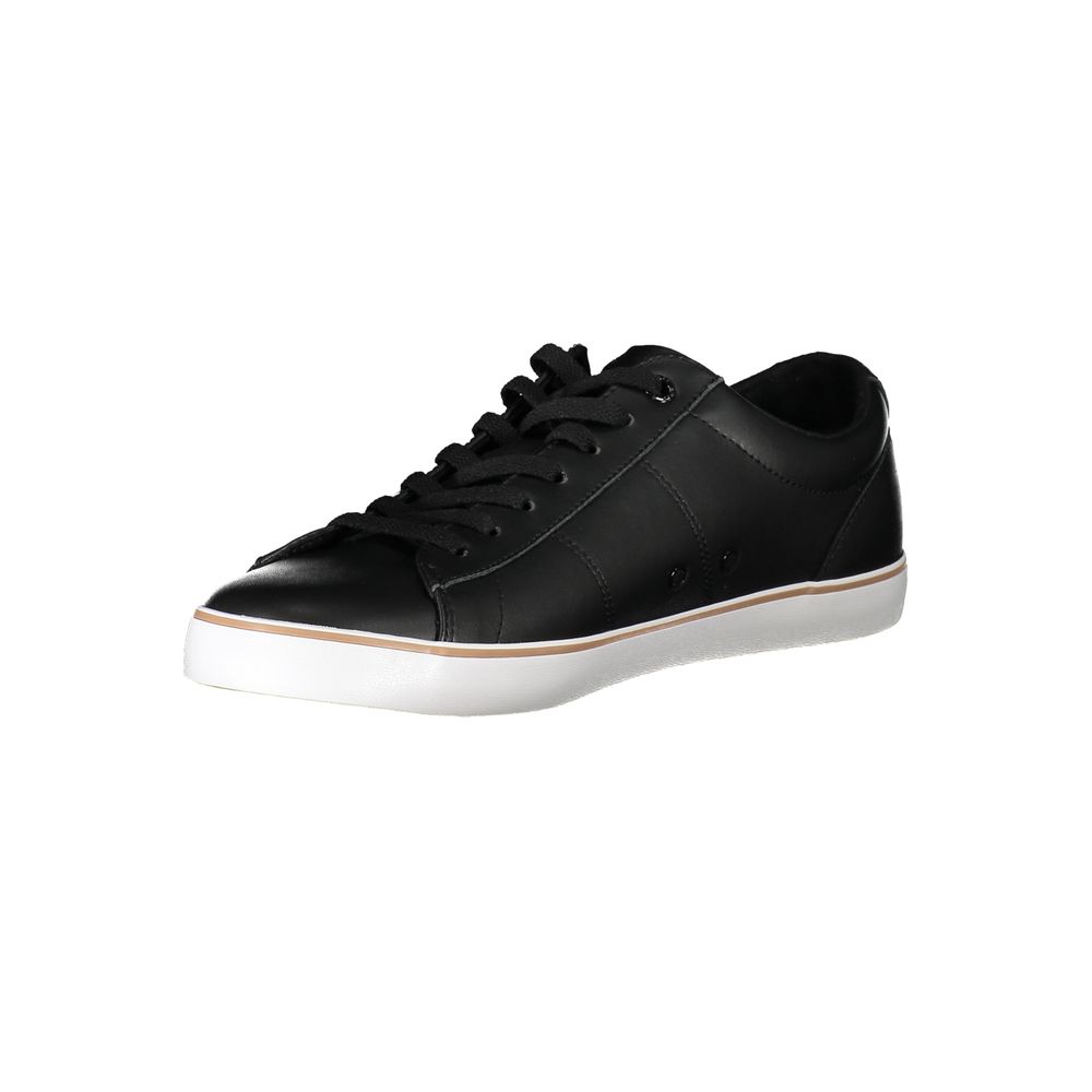 Sleek Black Contrast Lace-Up Sneakers