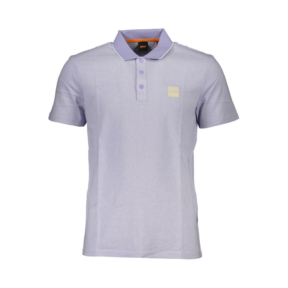 Elegant Purple Cotton Polo with Contrast Details