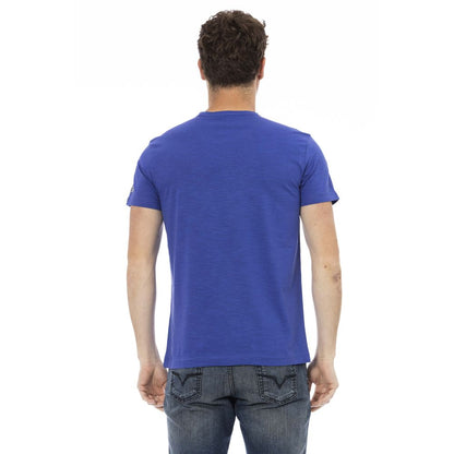 Blue Cotton Men T-Shirt