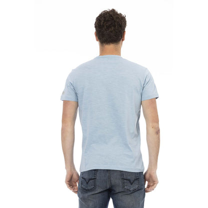 Light Blue Cotton Men T-Shirt