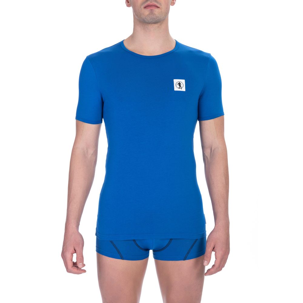 Blue Cotton Men T-Shirt