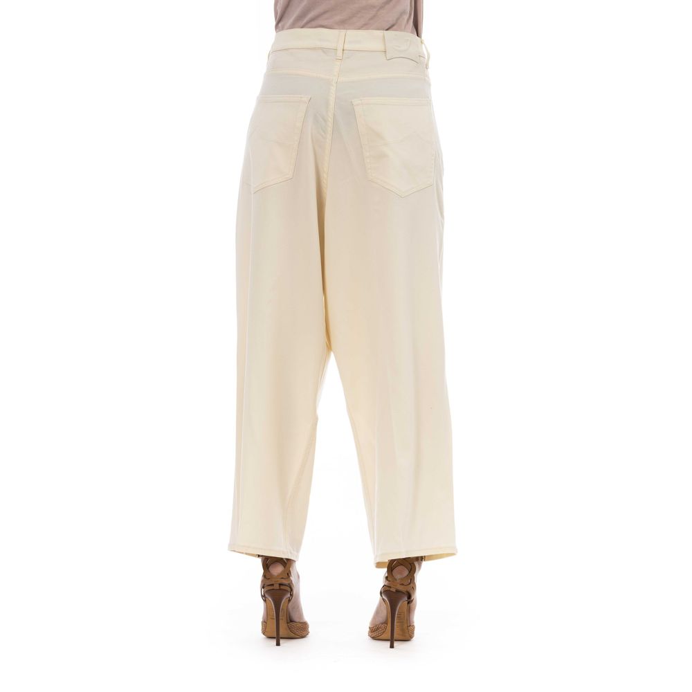 Beige Virgin Wool Women Pants